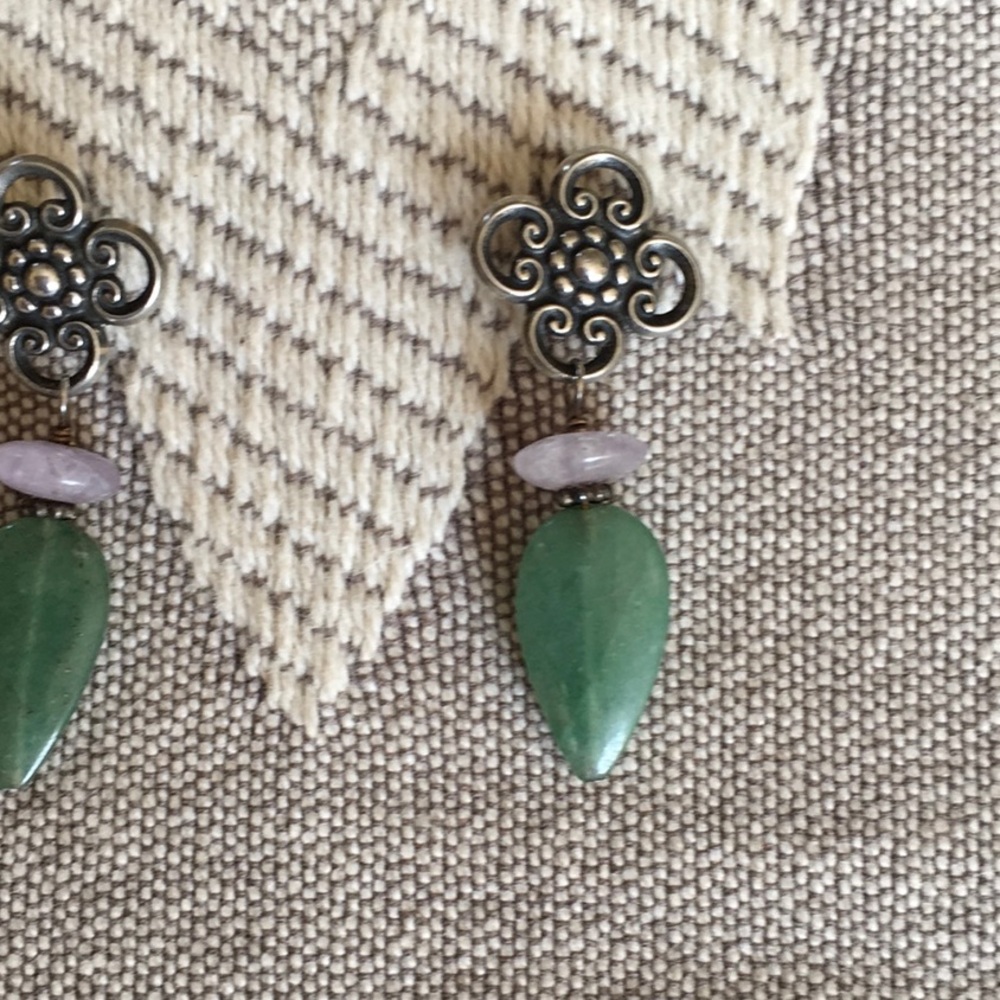 Sterling Silver and Natural Stone Post Earrings